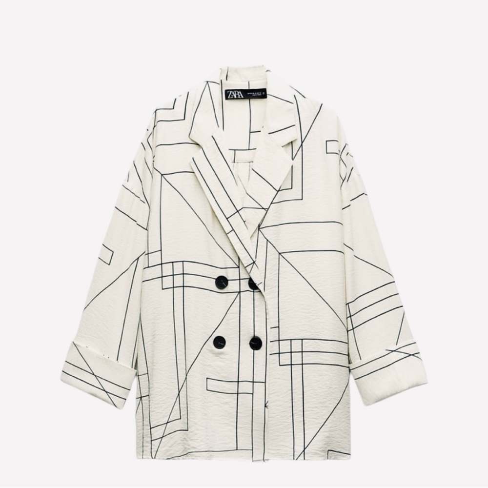 ZARA GEOMETRIC PRINT BLAZER - Picture 3 of 11